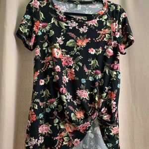 Legging material tie front shirt